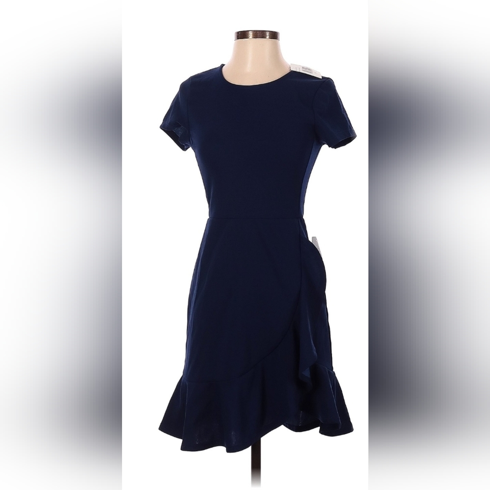 The Vanity Room crepe ruffle blue dress